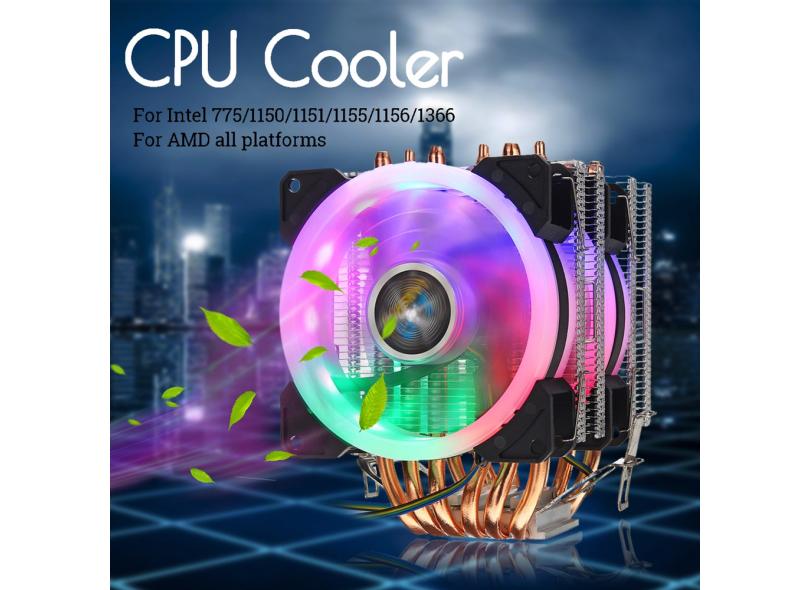 Cpu Cooler 6 Heatpipe 4 Pinos rgb 2x Ventilador Para Intel 775/1150 ...