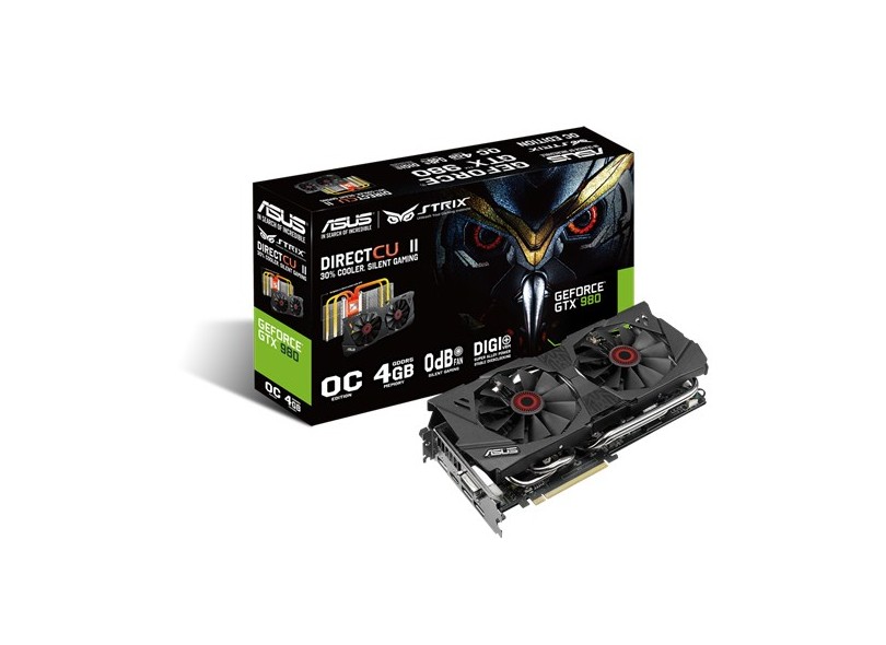 Placa de Video NVIDIA GeForce TX 980 4 GB DDR5 256 Bits Asus STRIX-GTX980-DC2OC-4GD5