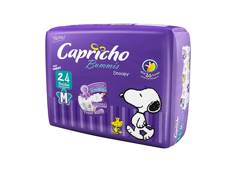 Fralda Capricho Snoopy M Econômica 24 Und 5 - 10kg