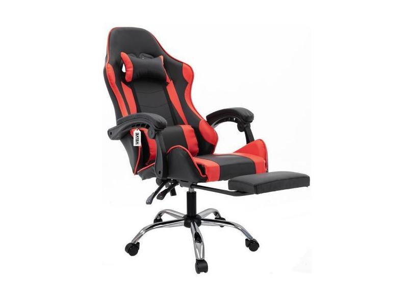 Cadeira Gamer Apoio De Pé Giratória Rodinhas Cg2.06 Vermelho - Velve