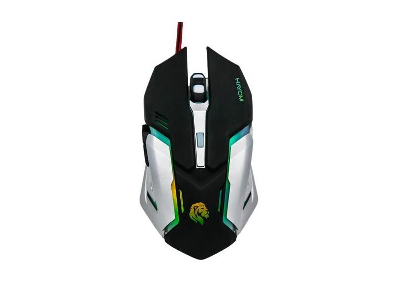 Mouse Gamer C/Fio Hayom Mu-2906 2400Dpi 6 Botões Com Led