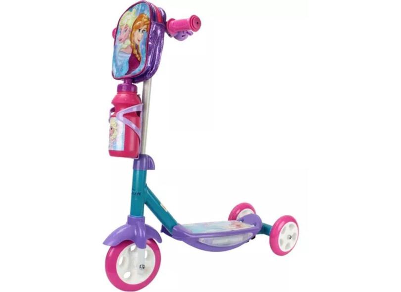 Patinete Frozen 3 Rodas Mochila e Garrafinha - bbr Toys
