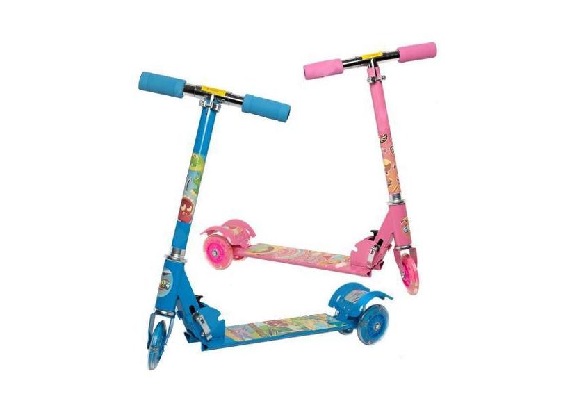 Patinete Infantil Com Luz Led E Freio Altura Ajustável 3 Rodas 50Kg -