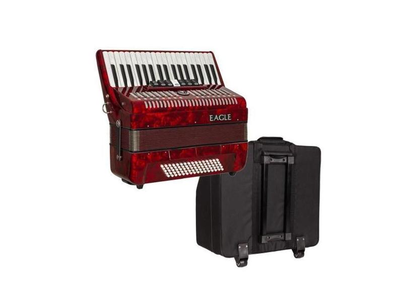 Acordeon Eagle Ega0780 Vermelho 80 Baixos 37 Teclas Capa Bag