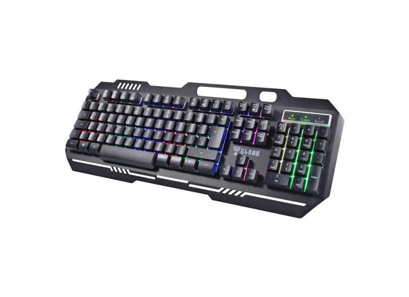 Teclado Semi-mecânico Gamer Anti-Ghosting Suporte para Celular Revestimento em Metal Clanm CL-TM8153