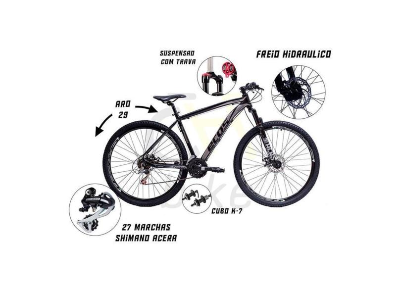 Bicicleta Aro 29 Ecos 27 Marchas, Rodas K7 9v, Cambio Shimano Acera, Freios Hidráulicos E Suspensão-Unissex