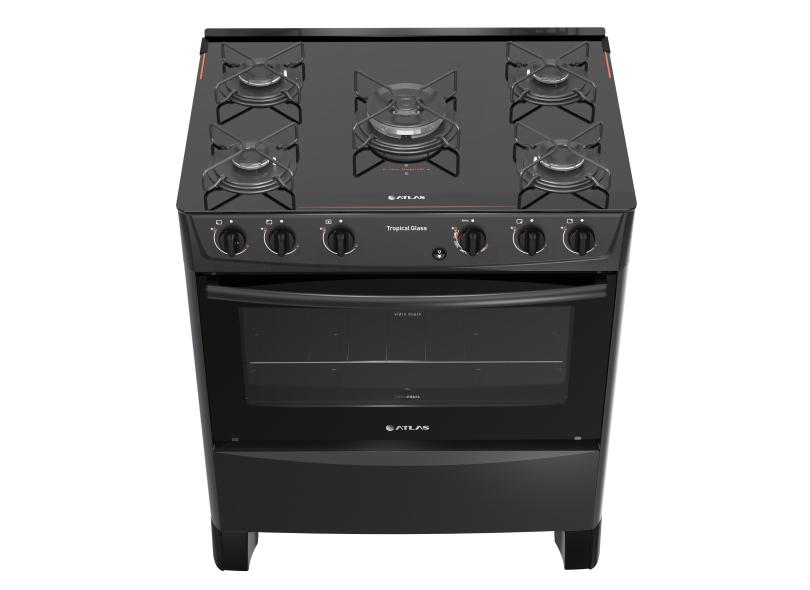 Fogão de Piso Atlas Tropical Glass 5 Bocas Acendimento Automático