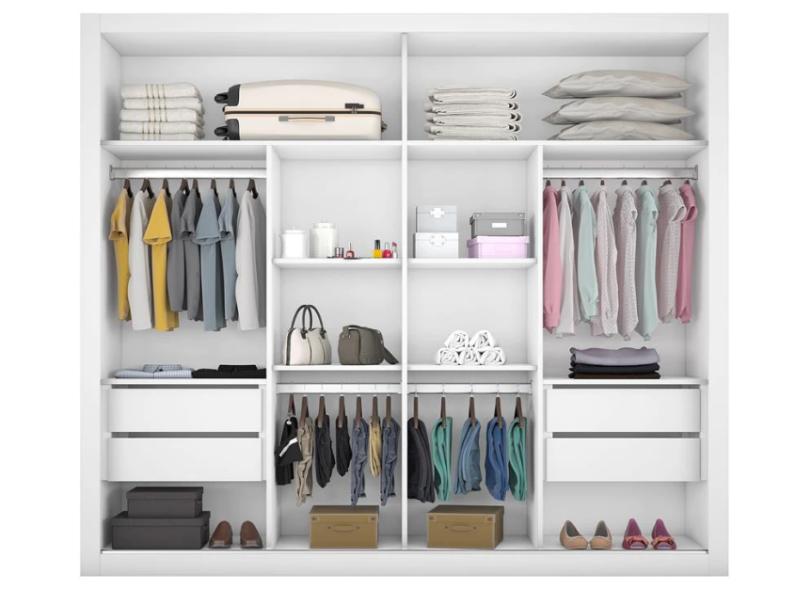 Guarda-Roupa Casal 2 Portas 4 Gavetas com Espelho Londres Flex Europa Móveis