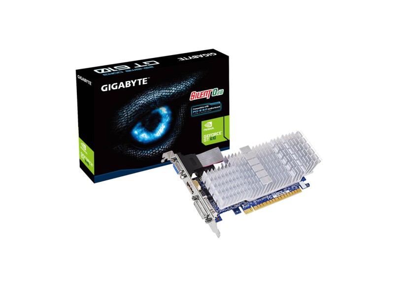 Placa de Video NVIDIA GeForce T 610 2 GB DDR3 64 Bits Gigabyte GV-N610SL-2GL