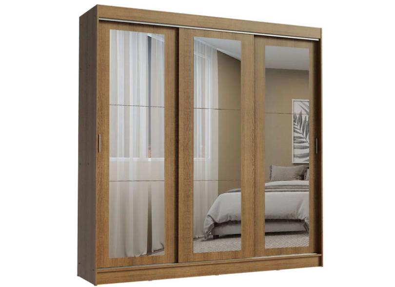 Guarda-Roupa Casal 3 Portas 3 Gavetas com Espelho Kansas 3E Madesa