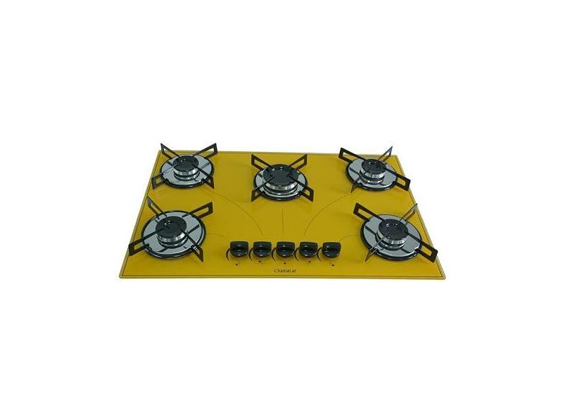 Fogão Cooktop Premium Gás 5 Bocas Ultra Chama 127v/220v Amarelo