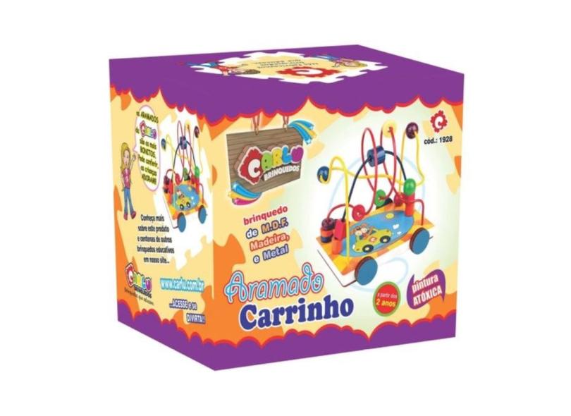 Brinquedo Educativo Pedagógico Carrinho Aramado de Madeira Menino e Menina  2 Anos Jogo Aramada Infantil Para Criança