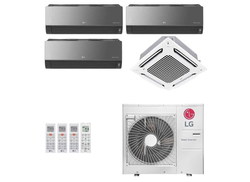 Ar-Condicionado Multi Split Inverter LG 30.000 (3x Evap HW Artcool 9.000 + 1x Evap Cassete 4 Vias 24.000) Quente/Frio 220V