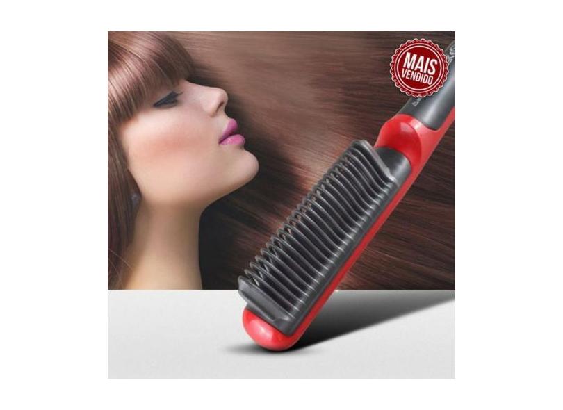 Prancha Pente Escova Cerâmica Alisador De Cabelo E Barba - PENTE ALISA
