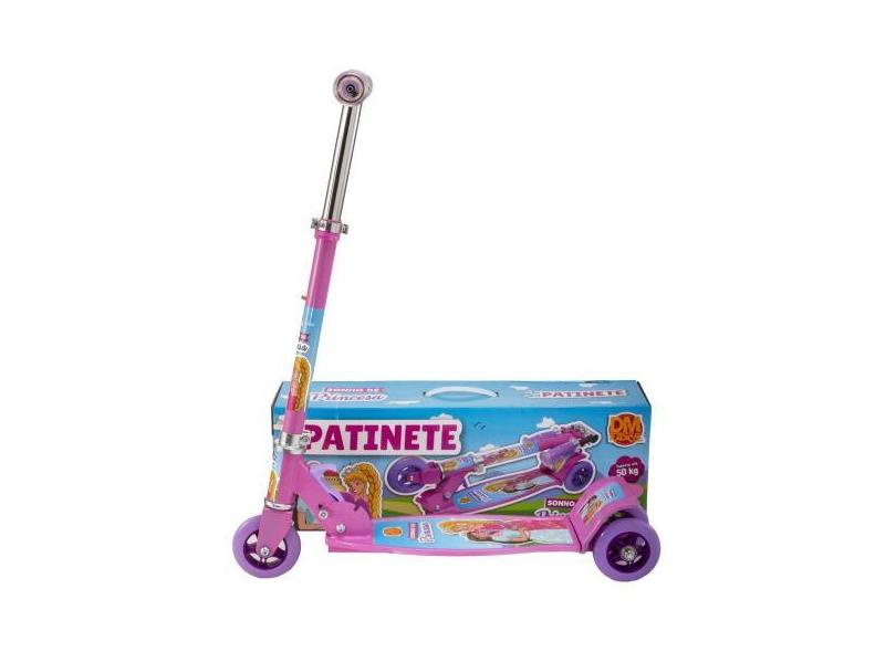 Patinete Dobrável Belinda Ferro Guidão Giratório Ferro Pink - Dm Toys