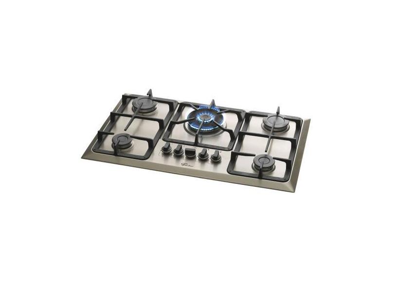 Cooktop a Gás Fischer 5Q TC com 5 Bocas Inox Escovado, UNICA