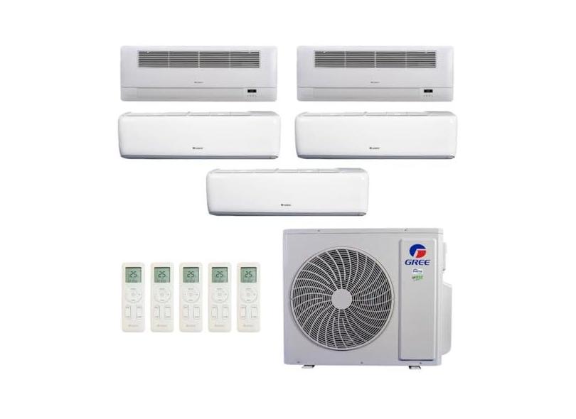 Ar-Condicionado Multi Split Inverter R-32 Gree 42.000 (3x Evap HW 9.000 + 2x Evap Cassete 1 Via 12.000) Quente/Frio 220V