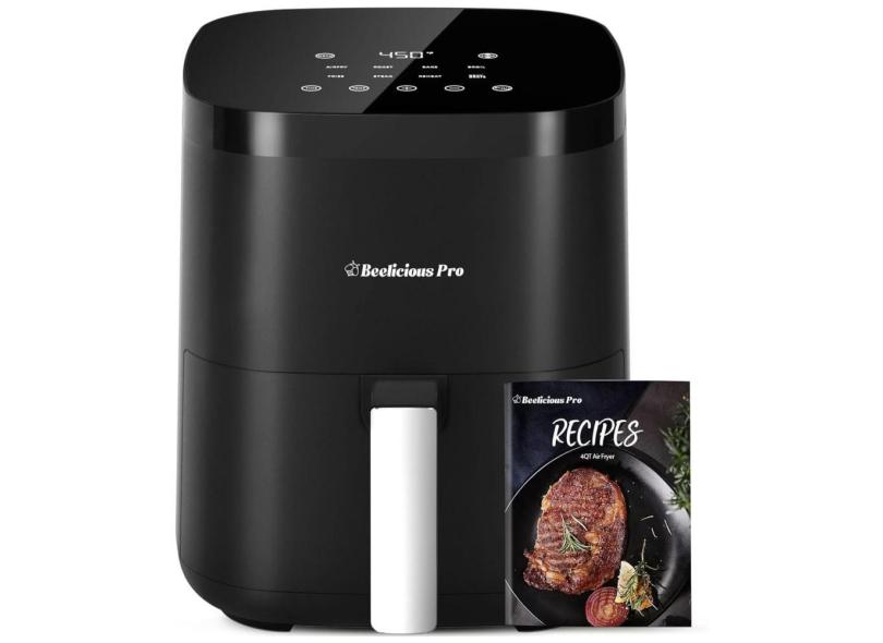 Fritadeira Elétrica Air Fryer 8 Em 1, 3,7L Com Cesto Antiaderente E Painel Digital, 110V 1550W, Beelicious Pro, Preta