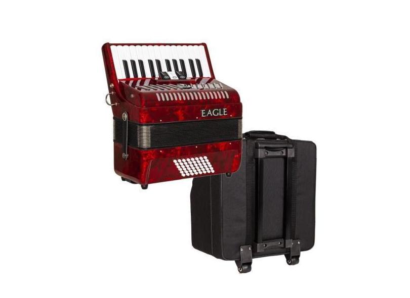 Acordeon Eagle Ega0348 Vermelho 48 Baixos 26 Teclas Capa Bag