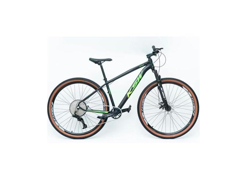 Bicicleta Aro 29 Bike Ksw Mtb 12v Marchas K7 11-50 Quadro em Alumínio 6061 (Preto/Verde, 17)