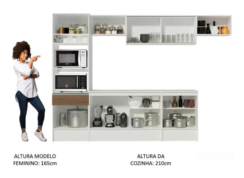 Cozinha Completa 1 Gaveta 9 Portas para Micro-ondas / Forno Topazio Madesa