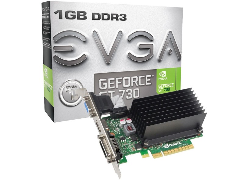 Placa de Video NVIDIA GeForce T 730 1 GB DDR3 64 Bits EVGA 01G-P3-1731-KR