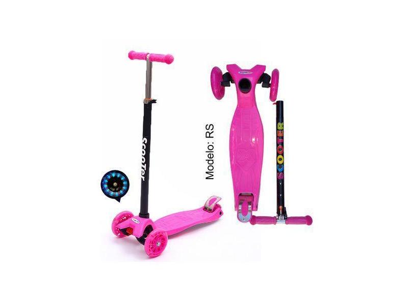 Patinete 03 Rodas Rosa Em Gel Com Freios Led Infantil - Online