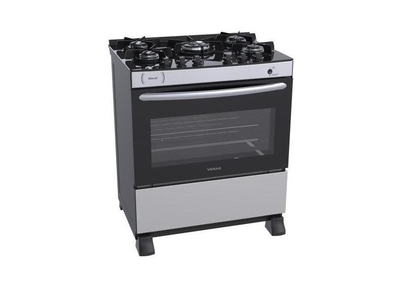Fogao a gas gaudi vitreo 5 q inox gas glp - Venax, Bivolt
