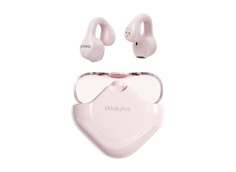 LEN0V0 Fones de ouvido com clipe para orelha aberta, fones de ouvido sem fio Bluetooth 5.3 para esportes, 30 horas de reprodução, estojo de carregamento (Rosa)