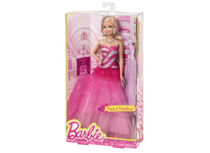 Boneca Barbie Pink Fabulous Vestido Longo Festa Mattel com o