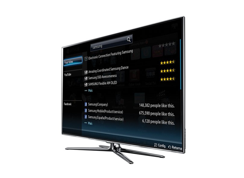 TV Samsung Smart Tv 60" LED 3D Full HD Wi-Fi, Social TV, Your Vídeo, Web Browser, 240Hz, Conversor de 2D para 3D UN60D8000