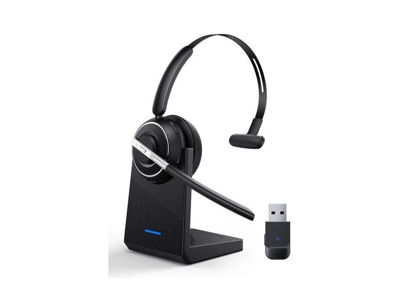 Fone de ouvido Bluetooth PrancyBT V5.2 com microfone para PC preto