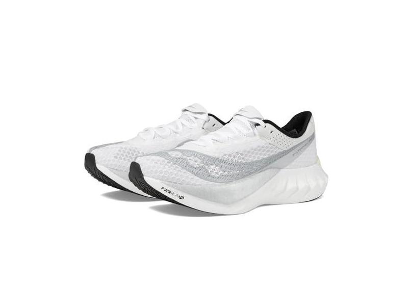 Saucony Endorphin Pro 4 Tênis masculino, Branco/Prata, 42