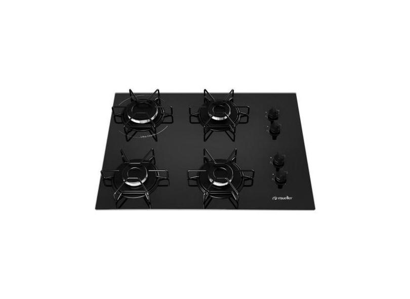 Cooktop Mueller 4 Bocas a Gás com Queimador Ultra Chama Preto