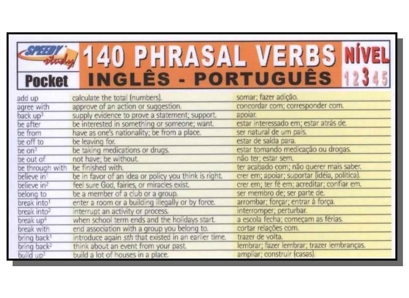 Os 140 Phrasal Verbs mais frequentes em inglês - A lista