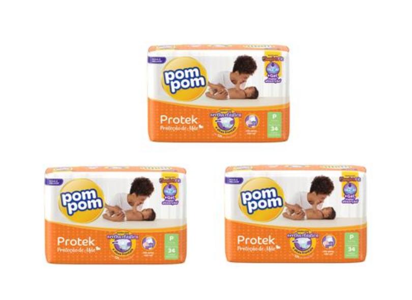 Fralda Pom Pom Proteck Proteção de Mãe P 34 Und 3 - 6kg