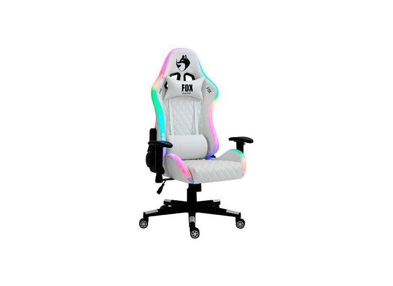 Cadeira Gamer Fox Racer Rgb Branca Com Iluminação (Led) - Logo Preta