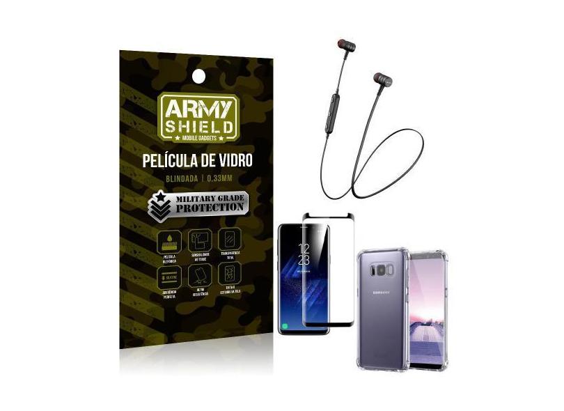Fone Bluetooth Hs-615 Samsung S8 + Capinha Anti Impacto + Película 3D