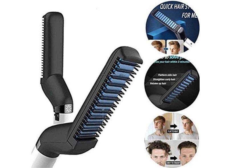 Chapinha Pente Alisador Modelador Barba E Cabelo Masculino Barba Bivolt