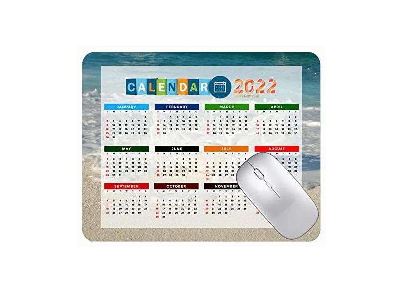 Mouse pad para jogos com calendário 2022, mouse pad Welcome Beach Sea Sands