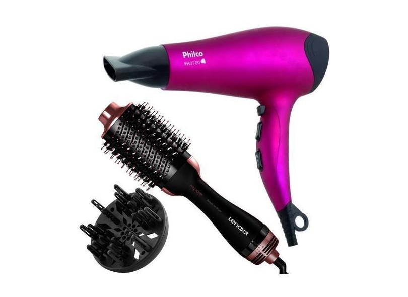 Secador De Cabelo Philco 3700R Ion Emborrachado Ar Quente Frio Rosa Co