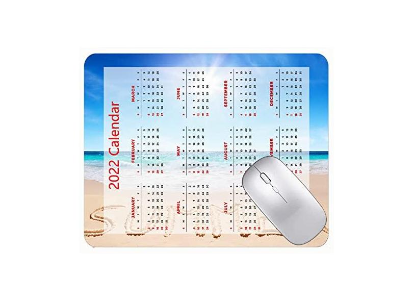 Mouse pad para jogos com calendário 2022, mouse pad para o verão, praia, mar, nuvens, escritório, mouse pad