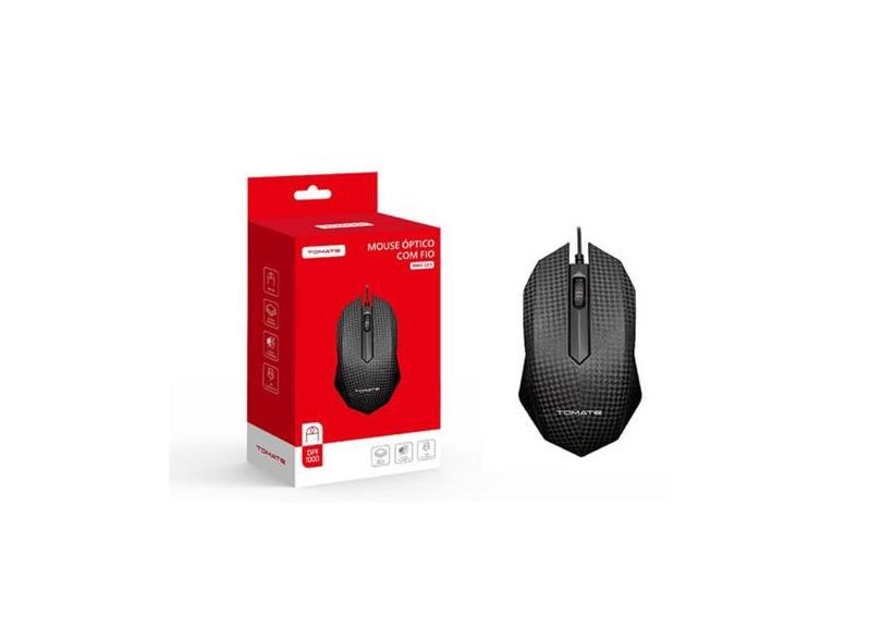 Mouse Óptico Com Fio Usb Preto Tomate MMO-O03
