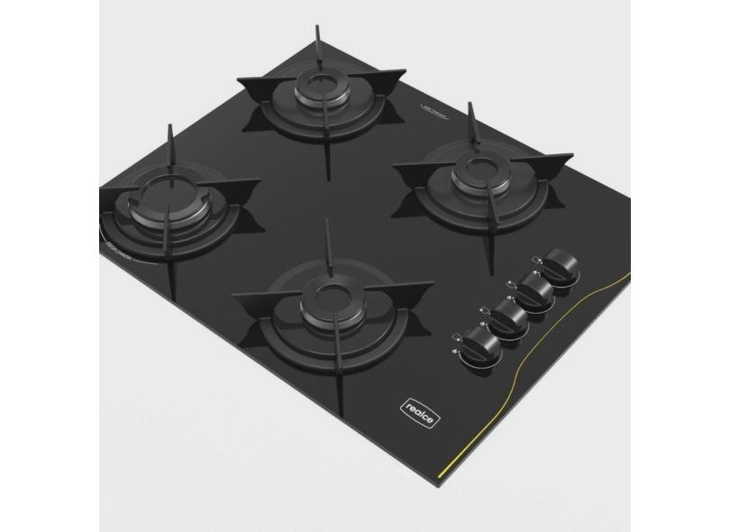 Cooktop para Cozinha a Gas 4 Queimadores Realce Preto