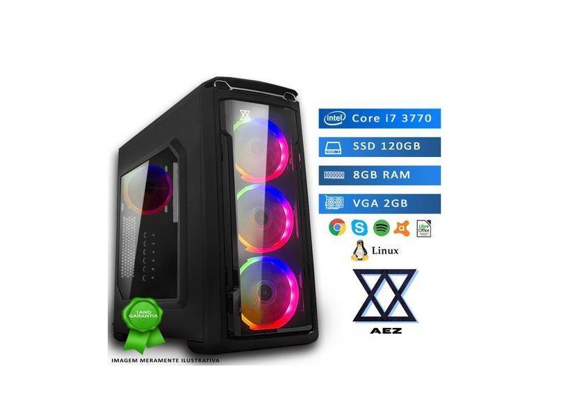 Computador Gamer AEZ Intel Core i7, 8GB, SSD 120GB, VGA 2GB, Linux