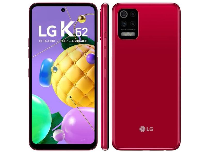 Smartphone LG K62 LMK520BMW 4 GB 64GB Câmera Quádrupla MediaTek MT6765 2 Chips Android 10