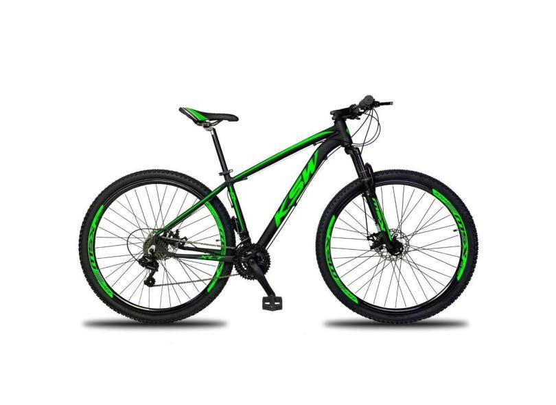 Bicicleta Aro 29 Ksw Xlt 21 Marchas Shimano E Freios A Disco Quadro 17 Preto-verde