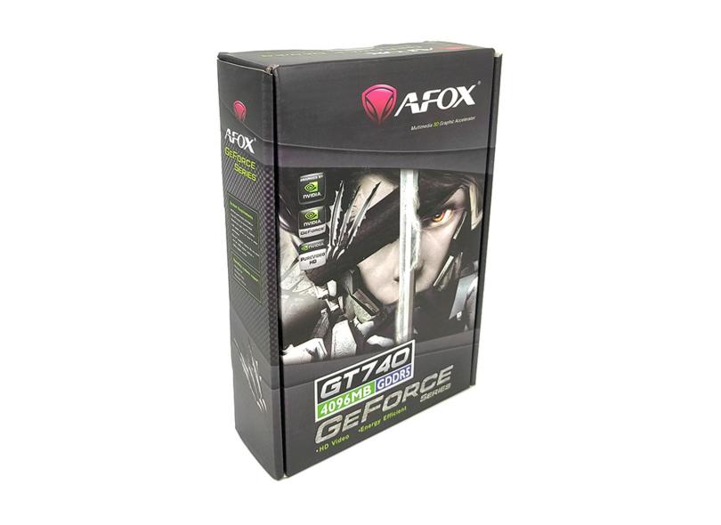 PLACA DE VÍDEO AFOX NVIDIA GEFORCE GT 740 4GB GDDR5, 128 BITS, HDMI/DVI/VGA  - AF740-4096D5H2-V2(GDDR5) - Geforce - Afox