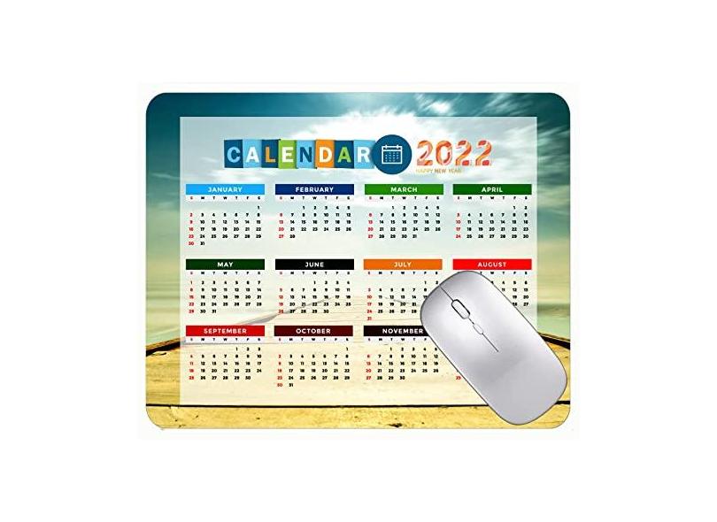 Mouse pad para jogos com calendário 2022, mouse pad para jogos de praia, mar e ondas