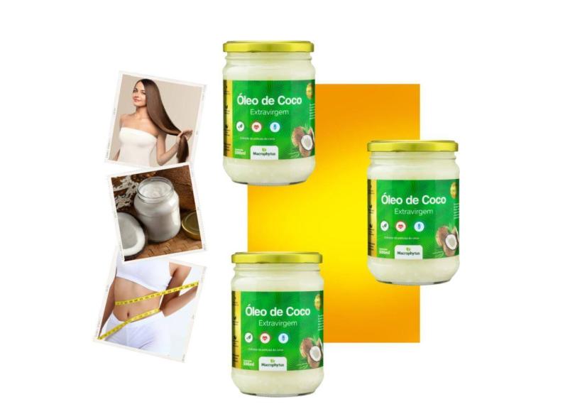 3 Und - Óleo de coco Extravirgem 500ml  Macrophytus